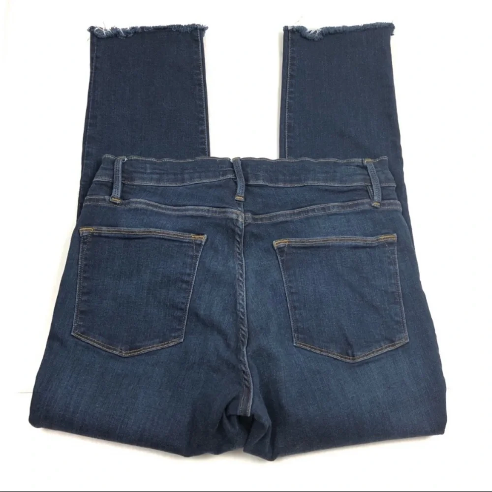 FRAME LE HIGH RISE SKINNY RAW HEM CROP BLUE JEANS - Picture 5 of 8